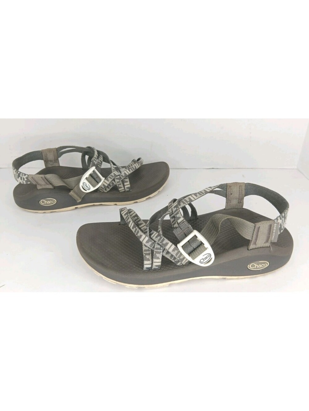 Chaco ZX/1 Women’s Size 9 Brown Gray Geometric Double Strap Sport Sandals